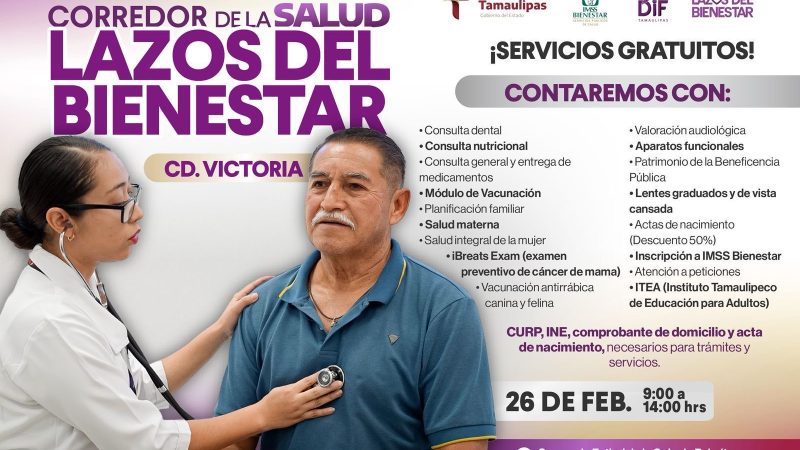 Gobierno y DIF Tamaulipas invitan al Segundo Corredor de la Salud “Lazos del Bienestar” en Victoria